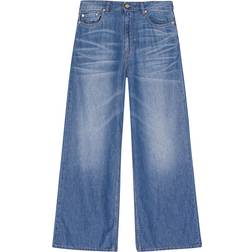 Ganni J1487 Light Denim Wide Jeans Mid Blue Vintage