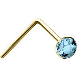 Jewelco London 9ct gold aqua blue crystal solitaire nose stud 2mm