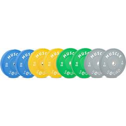 Muscle Squad Rubber Coloured Bumper Olympic Weight Plates 100kg