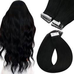 Sunny Sunny Tape in Human Hair Extensions Black 24inch Long Straight Tape on Hair Extensions