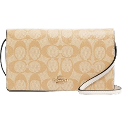 Coach Anna Foldover Clutch Crossbody In Signature Canvas - Gold/Light Khaki Chalk