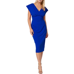 Roman Cross Front Midi Dress - Royal Blue