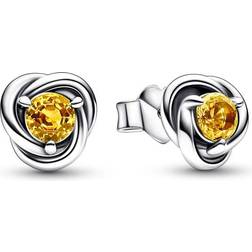 Pandora November Honey Eternity Circle Stud Earrings - Silver/Orange