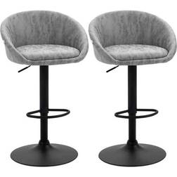 Homcom Swivel Light Grey Bar Stool 104cm 2pcs