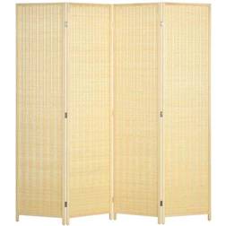 Homcom 4 Panel Folding Natural Wood Biombo 180x180cm