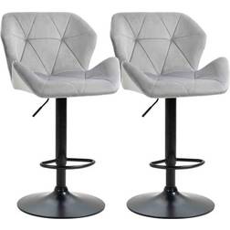 Homcom Luxurious Grey Bar Stool 117cm 2pcs