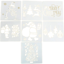 Grandado DIY Hollow Christmas Painting Template Stencil 7pcs