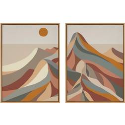 Kate and Laurel Sylvie MCM Mountains Brown Framed Art 38x28"