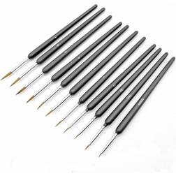 1Round Pointed Tip Artist Paint Brush Set Nylon Hair Watercolor Acrylic Oil Painting Brushes 11pcs