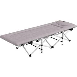 OutSunny Feldbett, Faltbares Campingbett mit Aufbewahrungstasche, Campingliege mit Tragetasche, bis 200 kg belastbar, Oxford, Grau, 200 x 65 x 42 cm