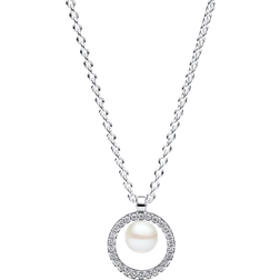 Pandora Treated Freshwater Cultured & Pavé Collier Necklace - Silver/Transparent/Pearl