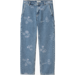 Carhartt W' Stamp Pants Stamp Print Blue Bleached WIP Blå
