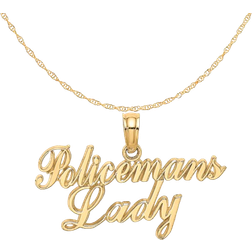 Carat in Karats Policeman Lady Pendant Charm Necklace - Gold