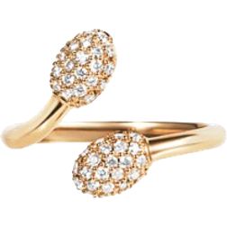 Efva Attling Love Bead Twin Ring - Gold/Diamonds