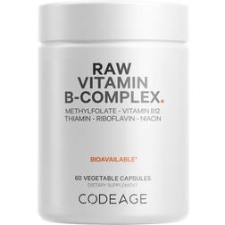 Codeage Raw Vitamin B-Complex-Essential B Vitamins-Probiotics- Enzymes-Fruits & Vegetables 60 pcs
