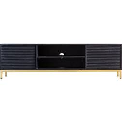 Crossland Grove Riley Rippled Media Black TV Bench 140x40cm