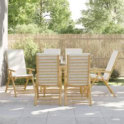 vidaXL 6 Piece Folding Reclining Chairs Bamboo Garden Dining Chair