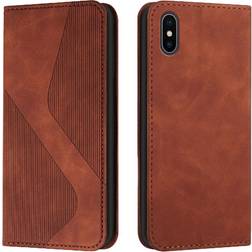 GANGXUN Brown Case For IPhone XS Max Magnetic PU Leather Wallet Kickstand Card Slots Holder Folio Flip