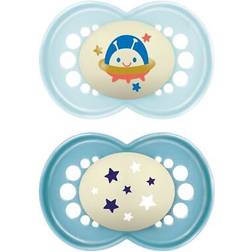 Mam night soother blue astro 16m 2pk
