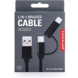Kikkerland 2 In 1 Phone Charging Cable Black