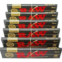 Raw Classic Black King Size Slim Natural Unrefined Ultra Thin 110mm Rolling Papers 6-pack