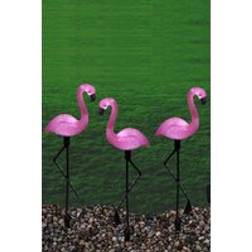 Groundlevel Set of 3 Flamingo LED Solar Garden Lights Pink