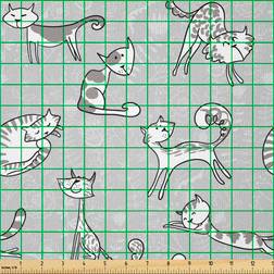 East Urban Home Corkum Cats Posing over Floral Feline Fabrics Multicolour (300x148cm)