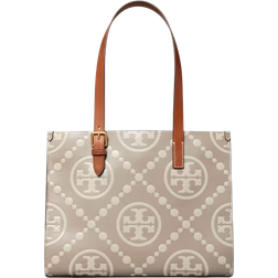 Tory Burch T Monogram Contrast Embossed Tote Small - Longan/New Cream