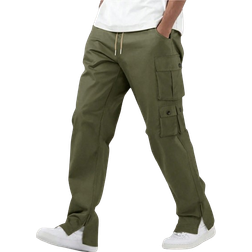 Shein Loose Fit Men's Solid Color Cargo Pants With Elastic Drawstring Waist, Casual Style