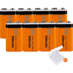 PALO 9V Rechargeable Battery 500mAh Compatible 8-pack