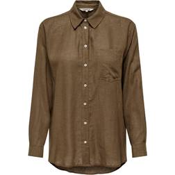 Only Tokyo Plain Linen Blend Shirt - Brown/Cub