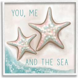 Stupell Industries You Me & Sea Beach Starfish Romance White Framed Art 17x17"