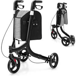 Costway 3 wheel folding rollator aluminium mobility walker adjustable handle lightweight