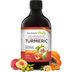 Turmeric Vitality Bio-Fermented Turmeric Curcumin Supplement with Black Pepper & Ginger, Papaya Digestive Enzymes & Live Cultures Peach