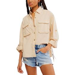Free People Made For Sun Linen Shirt Women's Wet Plaster