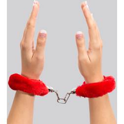 LoveHoney Red Furry Handcuffs Red
