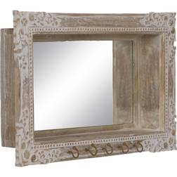 BigBuy Home S8805731 White/Brown Miroir Mural 67x38cm