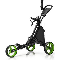 Costway Folding 3 Wheels Golf Push Cart with Bag