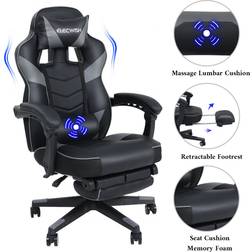 ELECWISH Massage Gaming Office Chair Executive Computer Desk Chair Ergonomic PU Grey