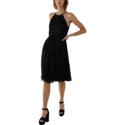 Blue Vanilla Pleated Halter Midi Dress - Black