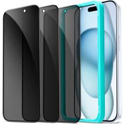 ESR 3 Pack for iPhone 15 Plus Privacy Screen Protector, Anti-spy Tempered-Glass Privacy Screen Protector, Micro-curved Case Friendly