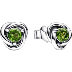 Pandora August Birthstone Eternity Circle Stud Earrings - Silver/Green