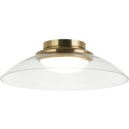 Matteo Lighting Luna Aged Gold With Clear Glass Ceiling Flush Light 13.9"