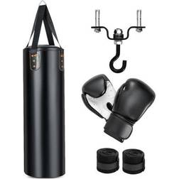 Costway 4-In-1 Hanging Punching Bag Set with Gloves And Ceiling Hook