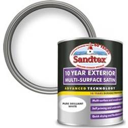 Sandtex 10 Year Surface Satin Pure Brilliant Wood Paint White 0.75L