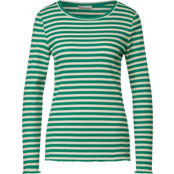 Street One Striped Ribbed Shirt - Fresh Spring Green