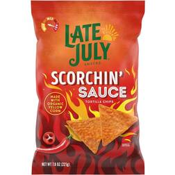 Late July Tortilla Chips With Organic Yellow Corn Free Scorchin' Sauce 221g