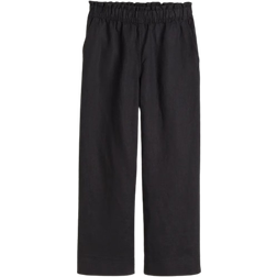 H&M Women's Ankle Length Linen Trousers - Black