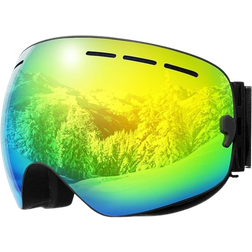 Copozz UV400 Ski Goggles - Black/Green Lens