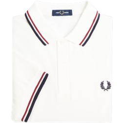 Fred Perry Shirt - Snow White/Burnt Red/Navy